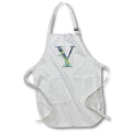 Apron - Blue Monogram Initial Y With Pretty Yellow Wild Flowers Floral Monograms