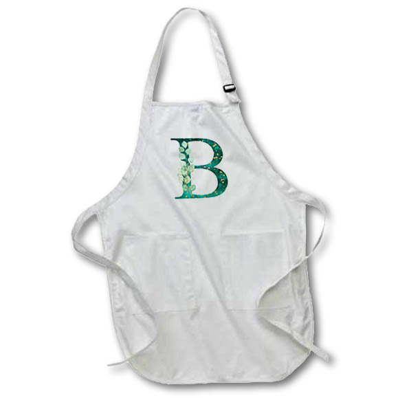 Apron - Elegant Green Monogram Initial B With Eucalyptus Leaves Floral Monograms