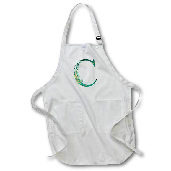 Apron - Elegant Green Monogram Initial C With Eucalyptus Leaves Floral Monograms