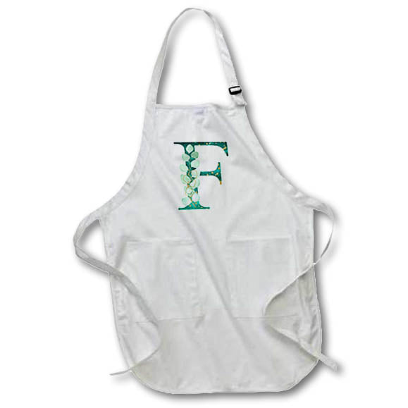 Apron - Elegant Green Monogram Initial F With Eucalyptus Leaves Floral Monograms