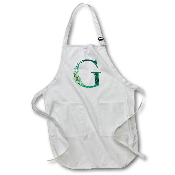 Apron - Elegant Green Monogram Initial G With Eucalyptus Leaves Floral Monograms