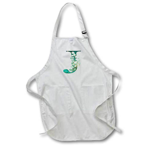 Apron - Elegant Green Monogram Initial J With Eucalyptus Leaves Floral Monograms