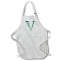 Apron - Elegant Green Monogram Initial V With Eucalyptus Leaves Floral Monograms