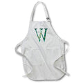 Apron - Elegant Green Monogram Initial W With Eucalyptus Leaves Floral Monograms