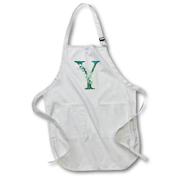 Apron - Elegant Green Monogram Initial Y With Eucalyptus Leaves Floral Monograms