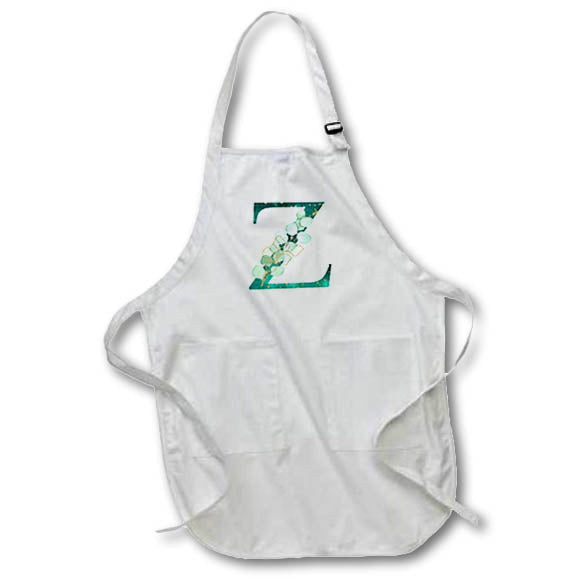 Apron - Elegant Green Monogram Initial Z With Eucalyptus Leaves Floral Monograms