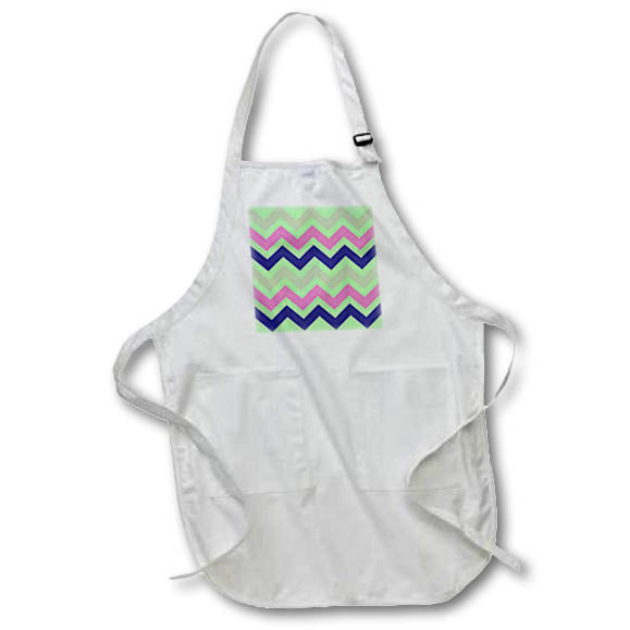 Apron - Chevron Pattern In Blue and Dusky Pink Digital Art - Chevron Pattern