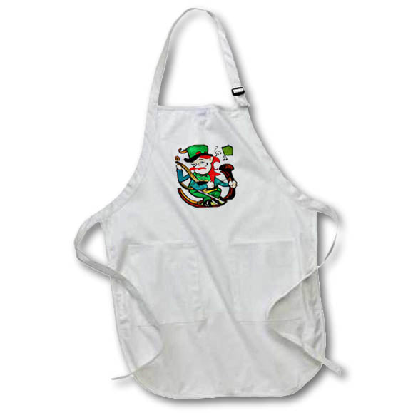 Apron - Leprechaun Harp And Fiddle St Patricks Day Abstract Vector Art - Leprechaun