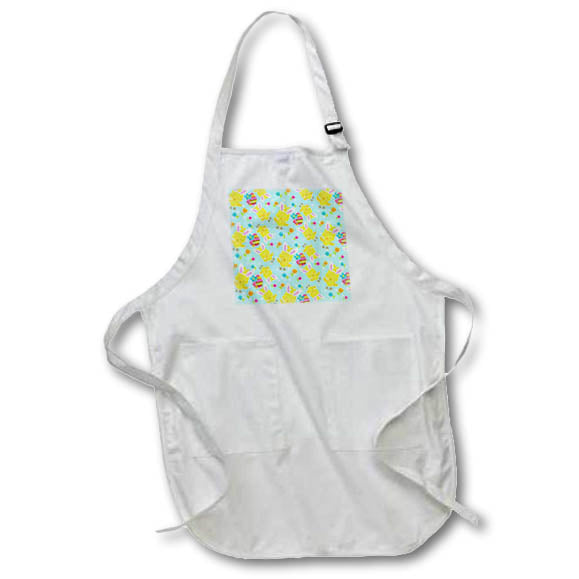 Apron - Cute Yellow Easter Chicks With Rabbit Ears and Flowers Easter