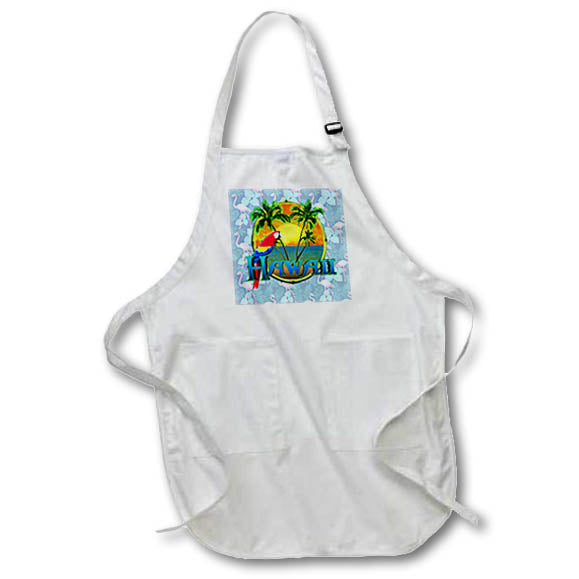 Apron - Hawaiian vacation design of a tropical sunset with flamingo pattern. Creative Studios - Hawaii