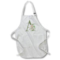 Apron - Green Monogram Initial A Pretty Floral and Bird Monogram