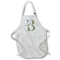 Apron - Green Monogram Initial B Pretty Floral and Bird Monogram