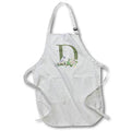 Apron - Green Monogram Initial D Pretty Floral and Bird Monogram