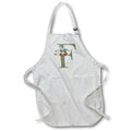 Apron - Green Monogram Initial F Pretty Floral and Bird Monogram