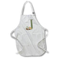 Apron - Green Monogram Initial J Pretty Floral and Bird Monogram