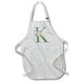 Apron - Green Monogram Initial K Pretty Floral and Bird Monogram