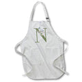 Apron - Green Monogram Initial N Pretty Floral and Bird Monogram