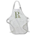 Apron - Green Monogram Initial R Pretty Floral and Bird Monogram