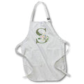 Apron - Green Monogram Initial S Pretty Floral and Bird Monogram