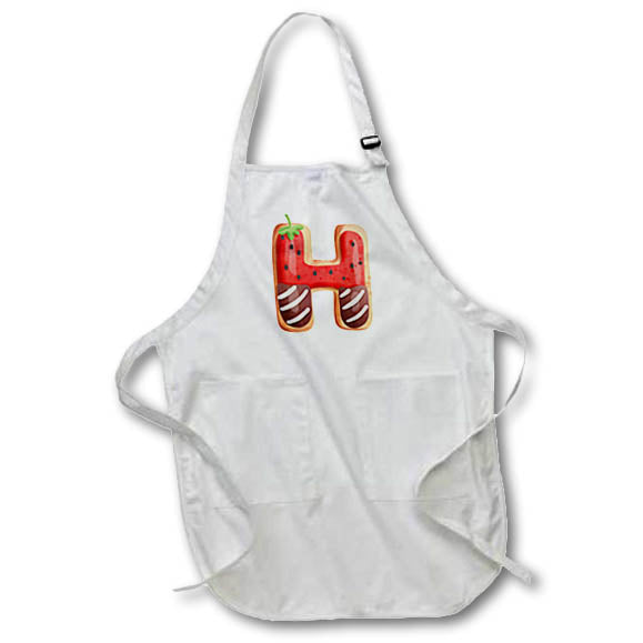 Apron - Strawberry Image Of Cookie Monogram Initial H Monogram
