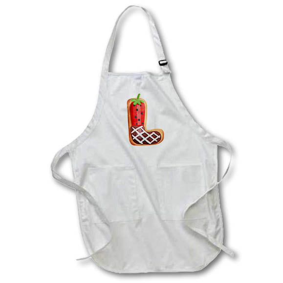 Apron - Strawberry Image Of Cookie Monogram Initial L Monogram