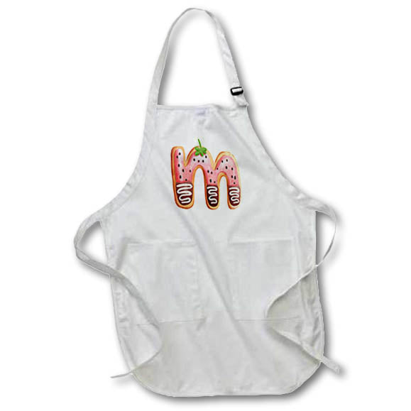 Apron - Strawberry Image Of Cookie Monogram Initial M Monogram