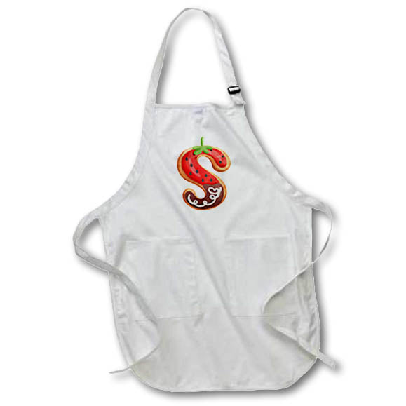 Apron - Strawberry Image Of Cookie Monogram Initial S Monogram