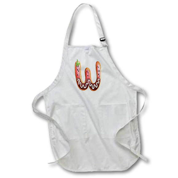Apron - Strawberry Image Of Cookie Monogram Initial W Monogram