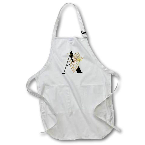 Apron - Pretty Tropical Leaf Monogram Initial A Monogram
