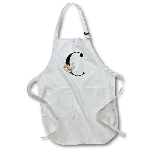 Apron - Pretty Tropical Leaf Monogram Initial C Monogram
