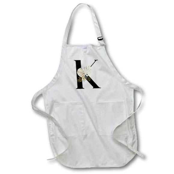 Apron - Pretty Tropical Leaf Monogram Initial K Monogram