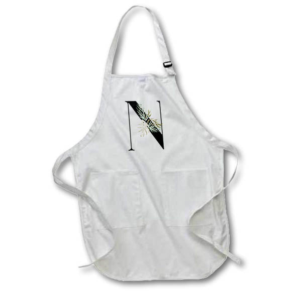Apron - Pretty Tropical Leaf Monogram Initial N Monogram