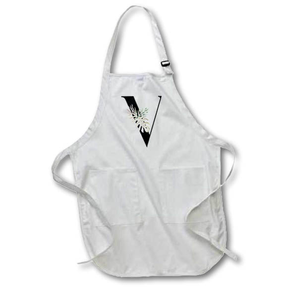 Apron - Pretty Tropical Leaf Monogram Initial V Monogram
