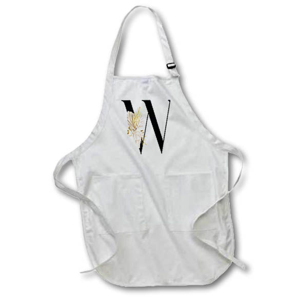 Apron - Pretty Tropical Leaf Monogram Initial W Monogram