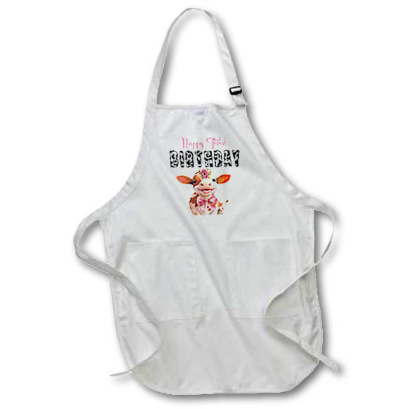 Apron - Cute Cow Happy Third Birthday Kids Happy Birthday