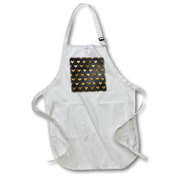 Apron - Glam Black and Image Of Gold Heart Pattern Patterns