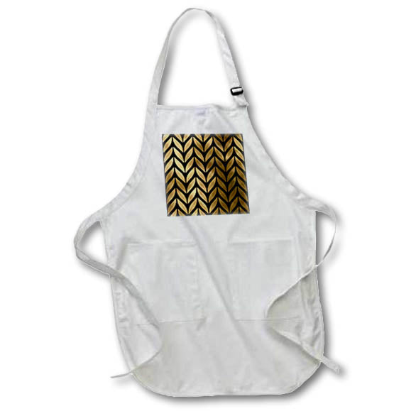 Apron - Black and Image Of Gold Contemporary Leaf Pattern Patterns