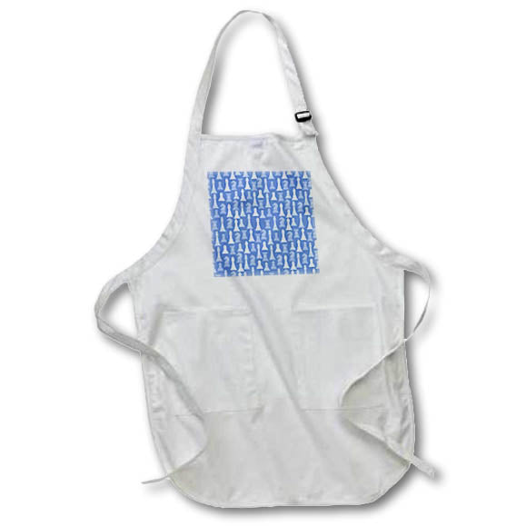 Apron - Light Blue and White Chess Pieces Pattern Patterns