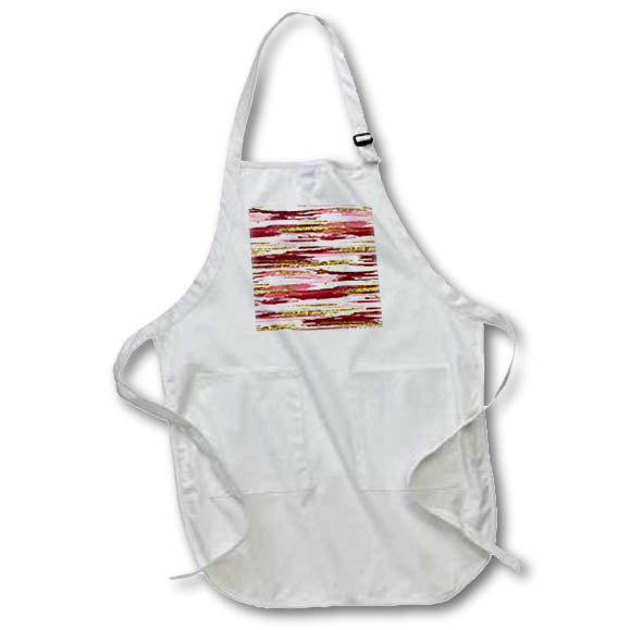 Apron - Red, White, and Image Of Gold Brush Strokes Pattern Patterns