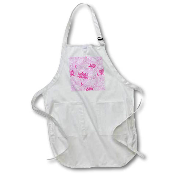 Apron - Pink and White Lotus Flower and Dot Pattern Patterns