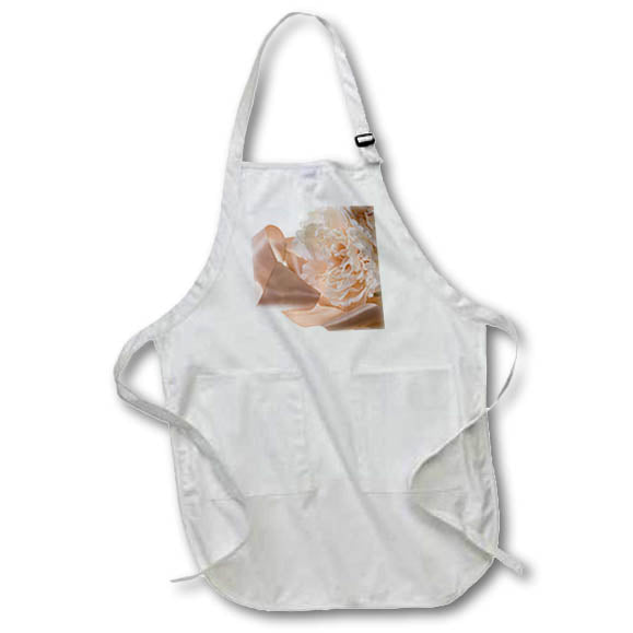 Apron - White flowers and pink ribbbon Still Life