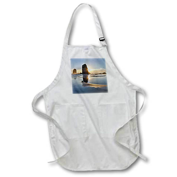 Apron - USA, Oregon. Cannon Beach with Haystack near sunset and low tide 1. Oregon