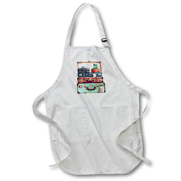Apron - Stack Of Vintage Luggage Illustration Illustrations