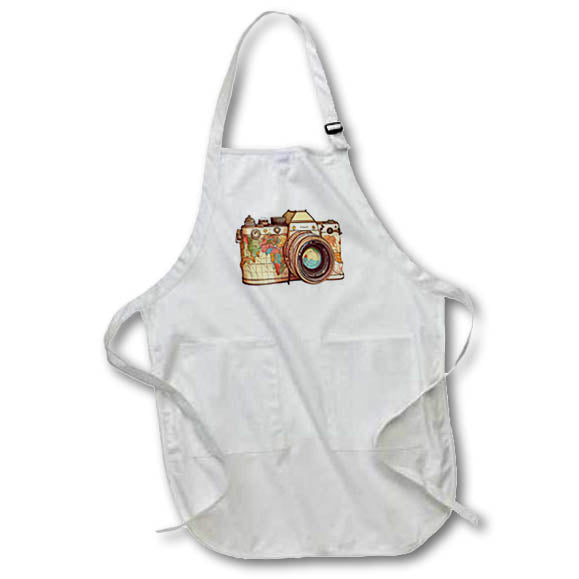 Apron - Map Patterned Camera Illustration Illustrations
