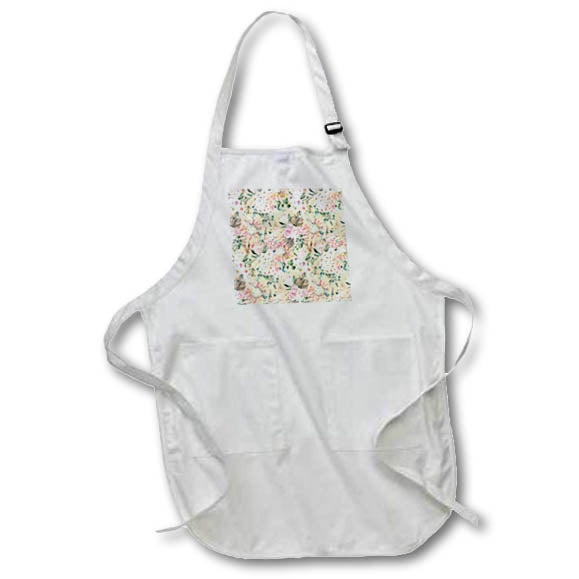 Apron - Pretty Pik and White Boho Floral Pattern Patterns and Backgrounds