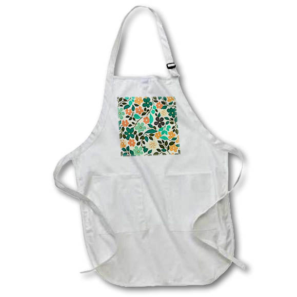 Apron - Cute Orange and Green Flower and Leaf Pattern Patterns and Backgrounds
