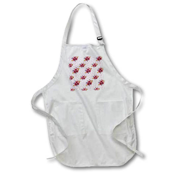 Apron - Pretty Burgundy Flowers On A Pink Heart Background Pattern Patterns and Backgrounds
