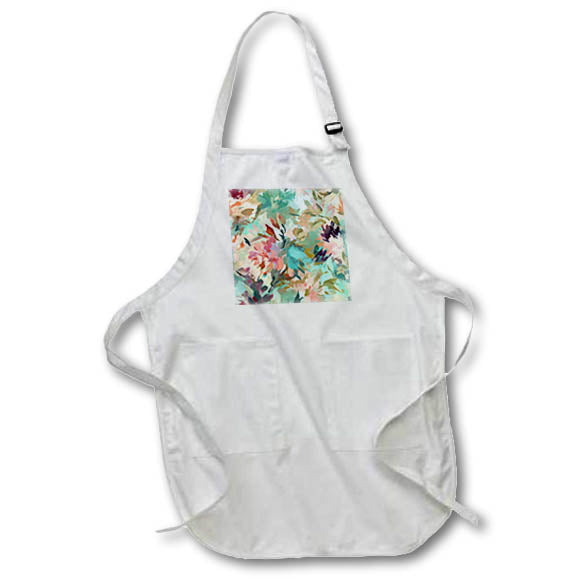 Apron - Pretty Pink, Mint Green, and Purple Brush Stroke Flower Abstract Patterns and Backgrounds
