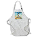 Apron - Brown and White Lighthouse Rocky Beach Scene Patterns and Backgrounds