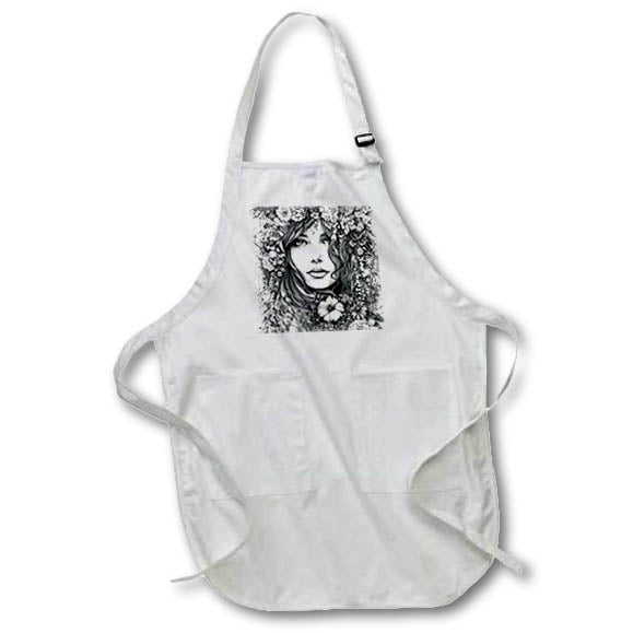 Apron - Black and White Floral Woman AI Generated Art